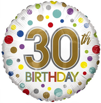 APAC Foil Balloon Eco Rainbow Dots Age 30 18"