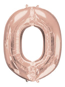 Rose gold foil letter O balloon, 34-inch size, from Amscan, perfect for celebrations and event decorations.