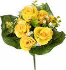 Eleganza Rose & Eucalyptus Bush Tinted Yellow 35cm