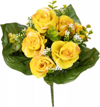 Eleganza Rose & Eucalyptus Bush Tinted Yellow 35cm