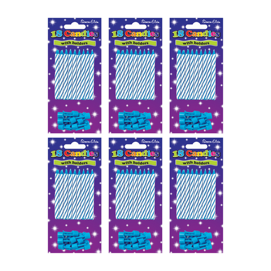 Simon Elvin 6 Pack Party Candle Blue Sprial