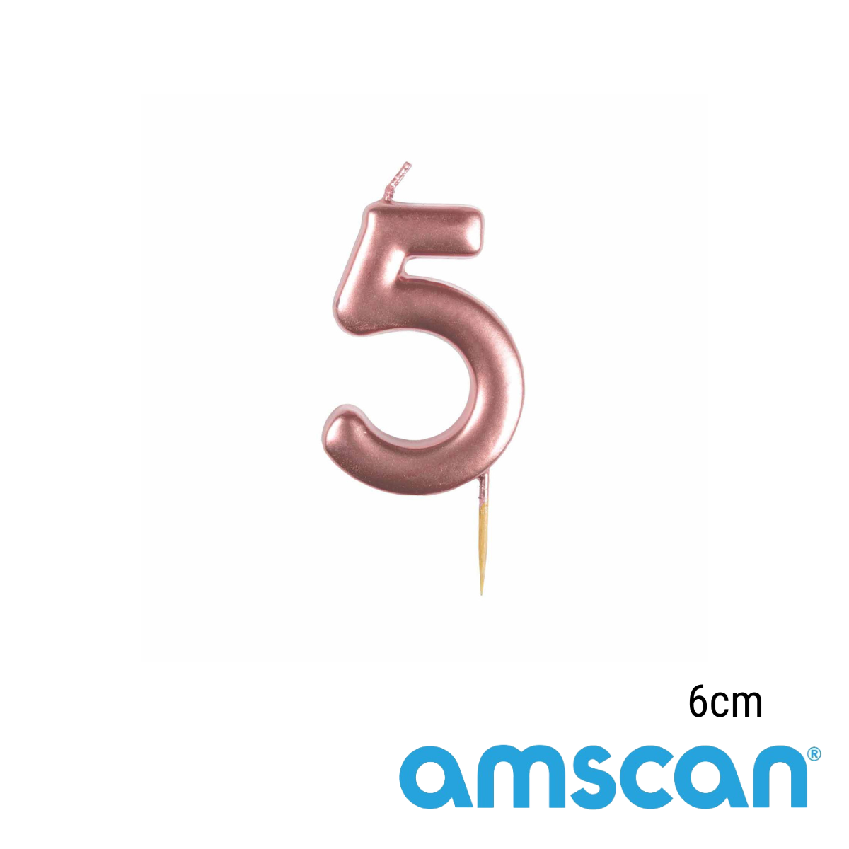 Amscan Rose Gold Number 5 Candle 6cm