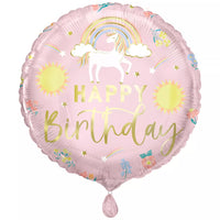 Unique dainty unicorn birthday foil balloon, 18-inch size, featuring colorful unicorn design for celebration decor.