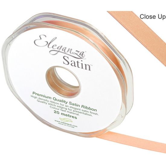 Eleganza Satin Ribbon Peach 10mm x 20m