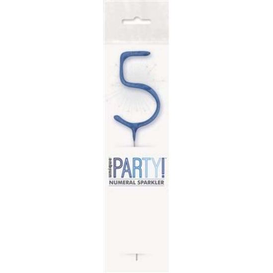 Unique Party Candle Sparkler Number 5 Blue 7