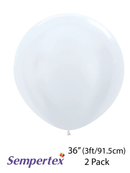 Sempertex Satin White 36" (3ft) Latex Balloons 2pk