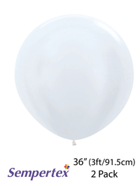 Sempertex Satin White 36" (3ft) Latex Balloons 2pk