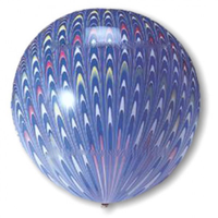 Blue Peacock Print 18" (1.5ft) Latex Balloons 5pk