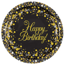 Sparkling Fizz Birthday Black 9" Plates 8pk