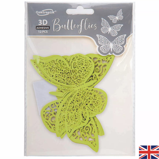 3D Adhesive Butterflies Soft Sage 12pk