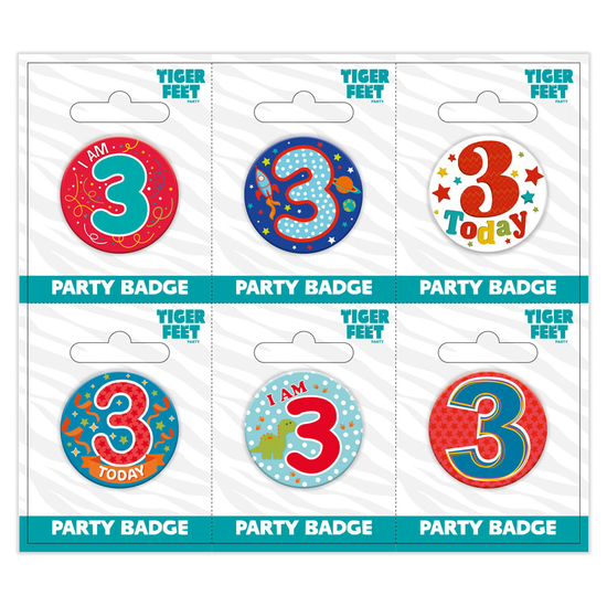 Small Badges Age 3 Male 6pk