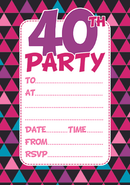 Age 40 Female Birthday Invitations 10x20pk