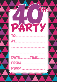 Age 40 Female Birthday Invitations 10x20pk