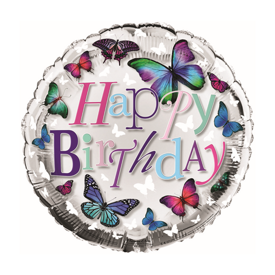Happy Birthday Butterflies 18" Foil Balloon