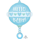 Anagram Foil Balloon Blue Baby Rattle 24"