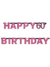 Amscan Letter Banner Age 60 Pink Celebration 2.13m