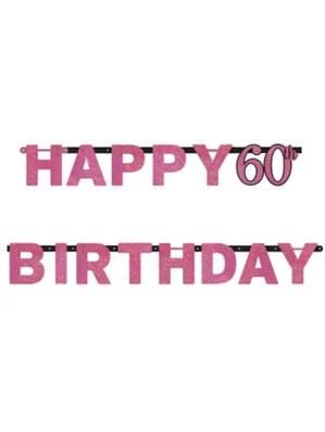 Amscan Letter Banner Age 60 Pink Celebration 2.13m