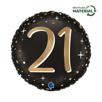 Grabo Age 21 Black & Gold 18" Foil Balloon