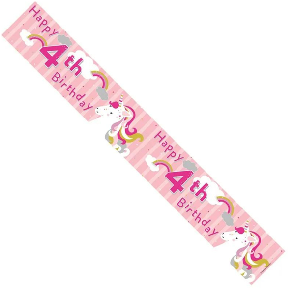 APAC Banner Age 4 Pink Unicorn 9ft