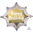Anagram Foil Balloon Satin Gold Burst Birthday 35