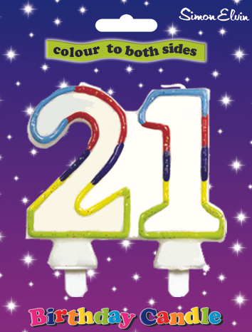 Simon Elvin Party Candle Age 21 Glitter