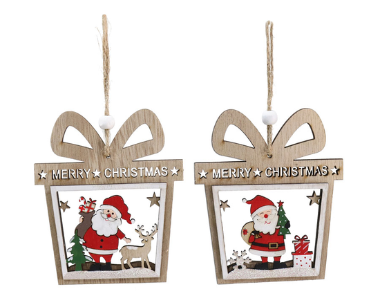 Uncle Bills Decorations Hanging Santa Present 11cm