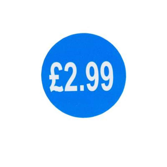 1000 Blue Price Labels 25mm Round 2.99