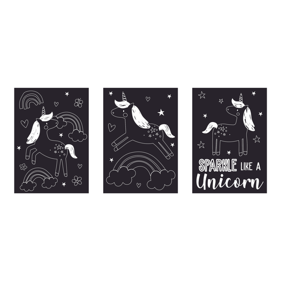 Eurowrap Scratch Art 3pc Unicorn