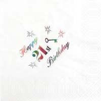 21st Birthday White Napkins - 15pk