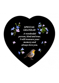 Memorial Slate Heart Grandad 20x20cm