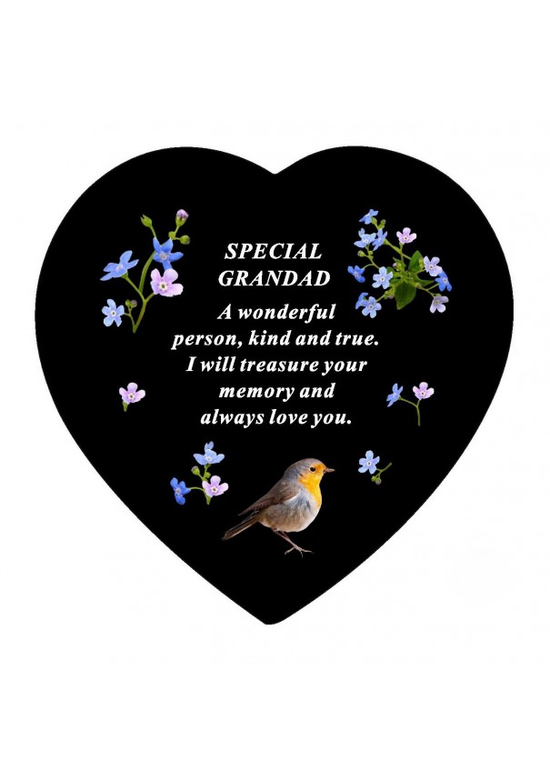 Memorial Slate Heart Grandad 20x20cm