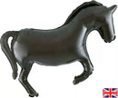 Oaktree Metallic Black horse foil balloon, 35-inch size, shiny black finish, shaped like a horse for party decorations