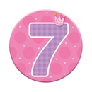 Six small Tiger Feet birthday badges with the number 7 for age-themed celebration accessories.