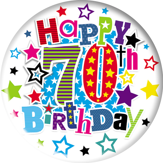 Happy 70Th Birthday Small Badges 55Mm 6Pk