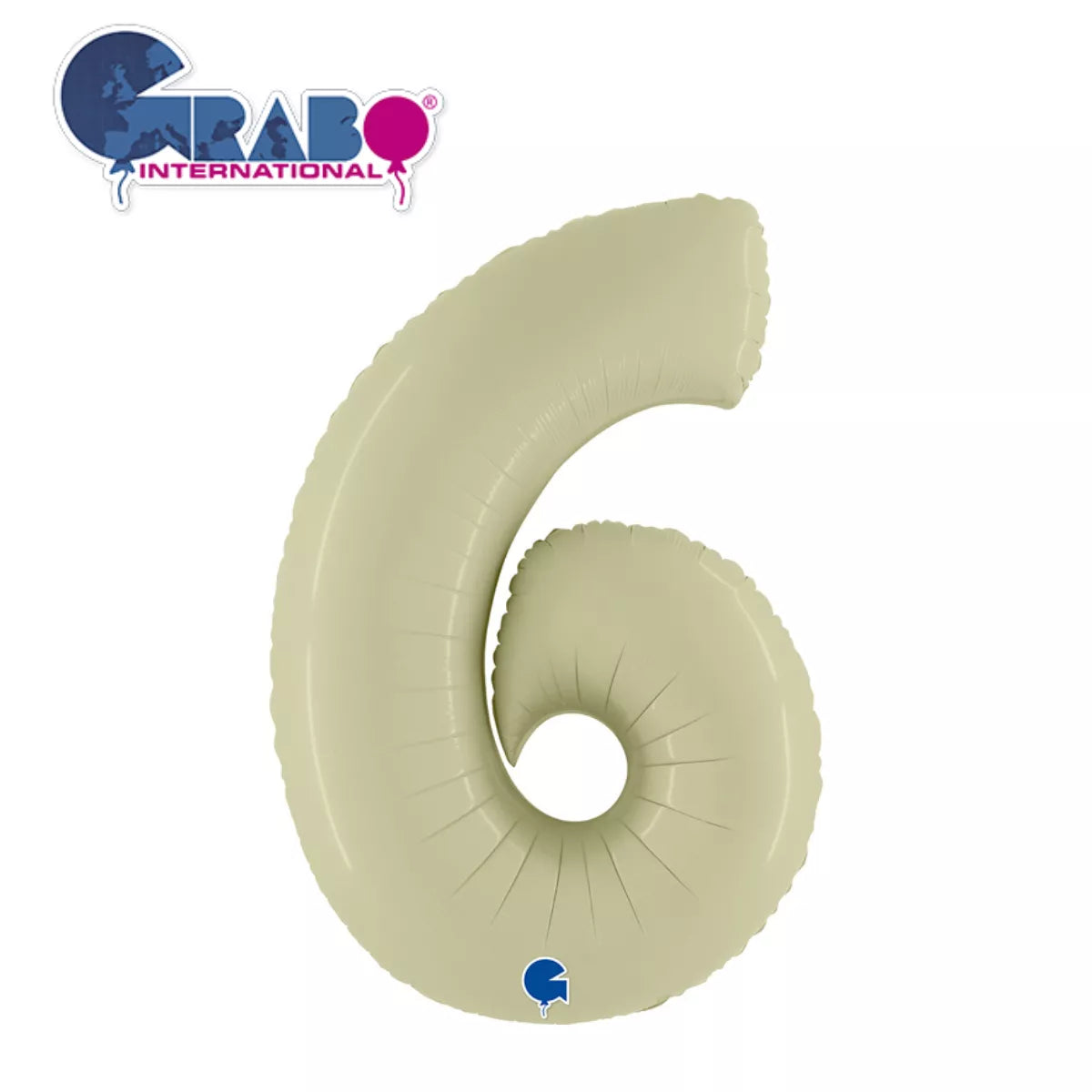 Grabo olive green foil balloon shaped as the number 6, 40 inches tall, suitable for celebrations and party decorations.