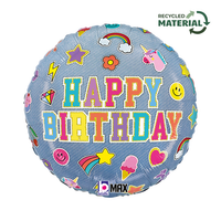 Grabo Foil Balloon Denim Patches Birthday 18