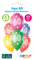Gemar Cosmic Stars latex balloons, 13-inch printed latex balloons with star patterns, 6-pack for celebration decorations