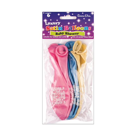 Baby Shower Satin Printed 11" Latex Balloons 6pk