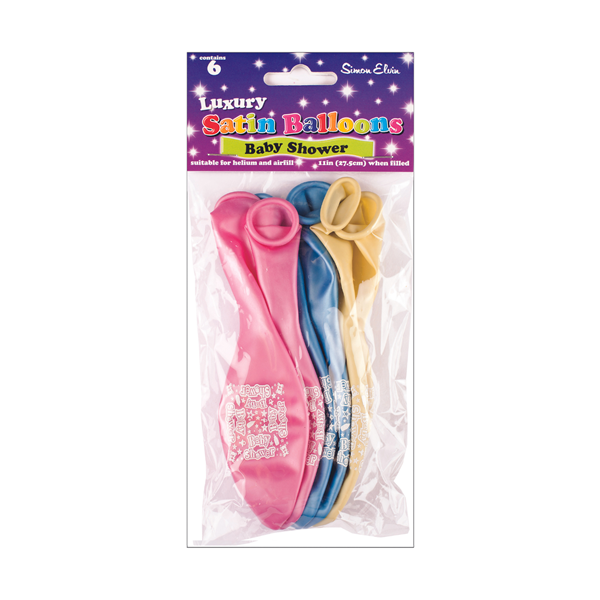 Baby Shower Satin Printed 11" Latex Balloons 6pk