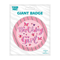 Big Badges Birthday Girl Butterflies 6pk