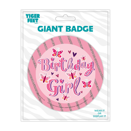 Big Badges Birthday Girl Butterflies 6pk