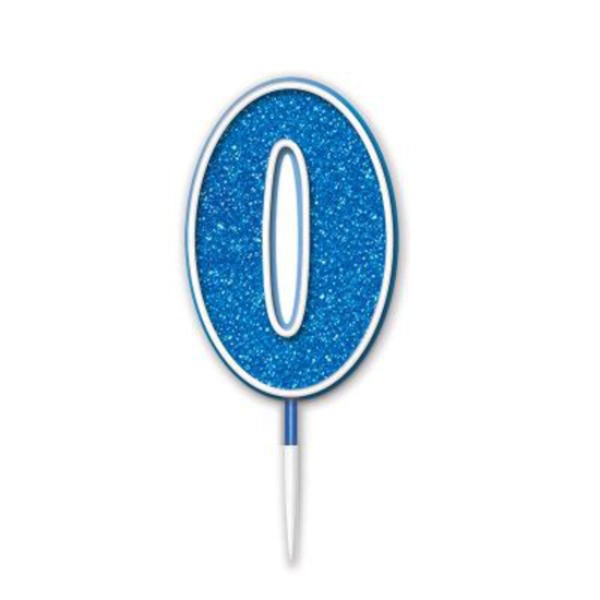 Oaktree Party Candle Number 0 Blue 7.5cm