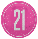 Unique Foil Balloon Pink Glitz Age 21 18"