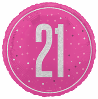 Unique Foil Balloon Pink Glitz Age 21 18"