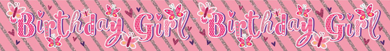 Birthday Girl Pink Banner 2.6M 6pk