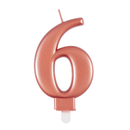 Unique Party Candle Number 6 Metallic Rose Gold