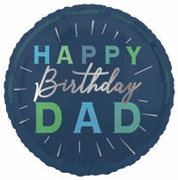 Unique Foil Balloon Happy Birthday Dad Blue 18"