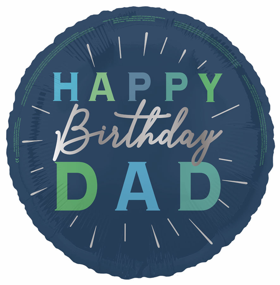 Unique Foil Balloon Happy Birthday Dad Blue 18"