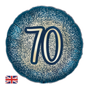 Age 70 metallic navy and gold foil balloon by Oaktree, 18-inch celebratory balloon with glittery finish and festive design.