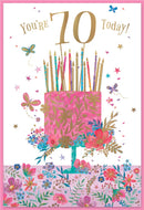 Simon Elvin C50 birthday cards featuring the number 70, set of six cards with colorful age-themed designs.
